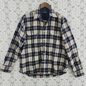 Vintage Preswick & Moore 100% Pure Virgin Wool Button Down Plaid Men's Shirt L